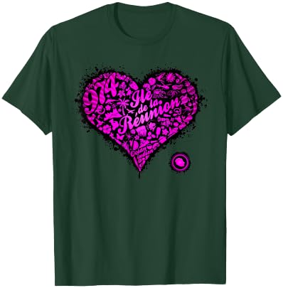 974 Reunion Island - Graffiti C24 - Heart - Pink T-Shirt - T-Shirt | Forest