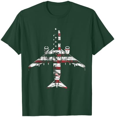 Airplane Pilot American Flag USA Patriotic T-Shirt - T-Shirt | Forest
