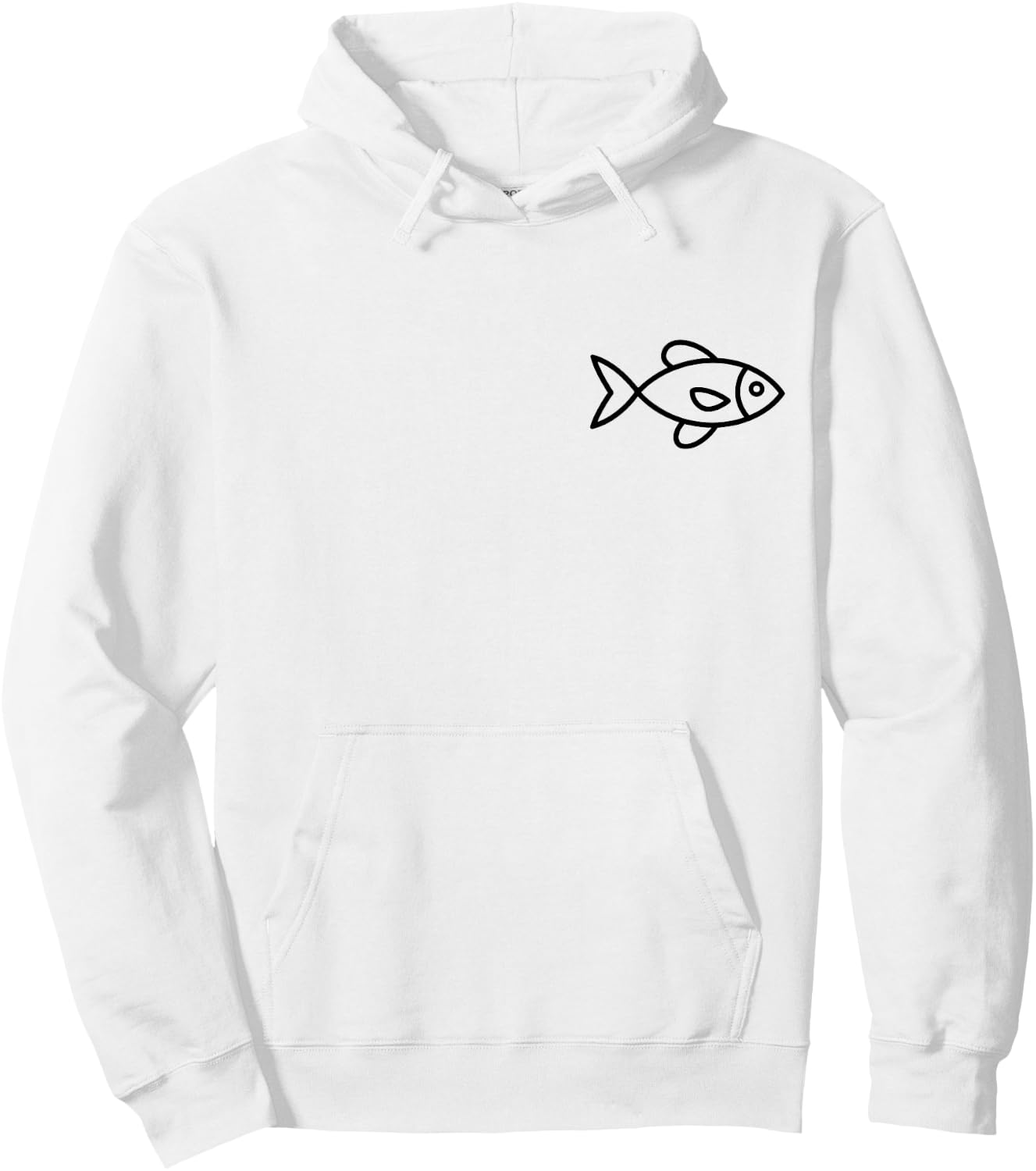 Minimalist Fish Badge Fish Lover Hoodie - Hoodie | White