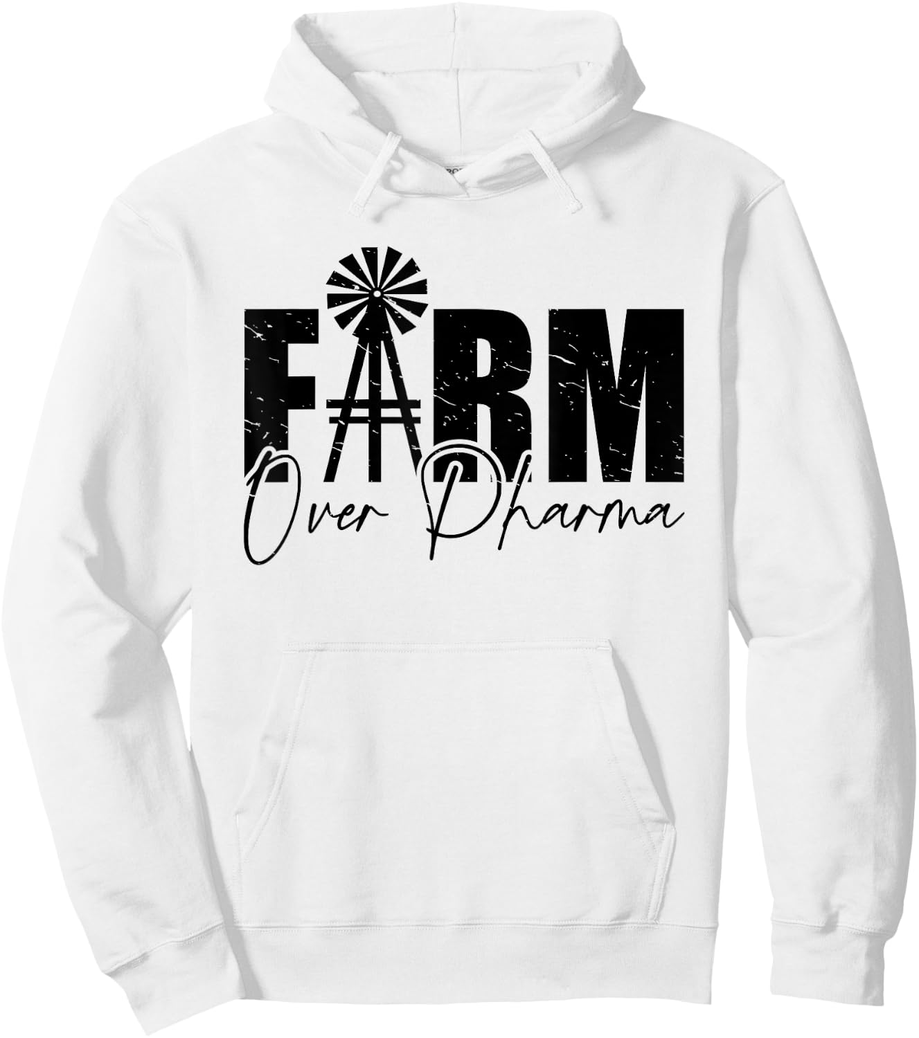 Farm Over Pharma Funny Windmill Vintage Family Farmers Hoodie - Hoodie | White