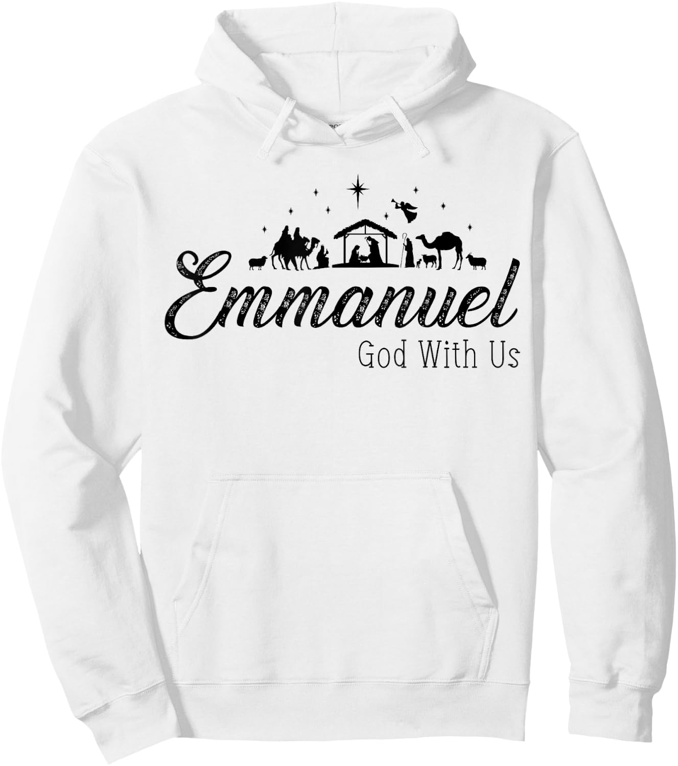Emmanuel God With Us Nativity Scenes Christmas Christian Hoodie - Hoodie | White