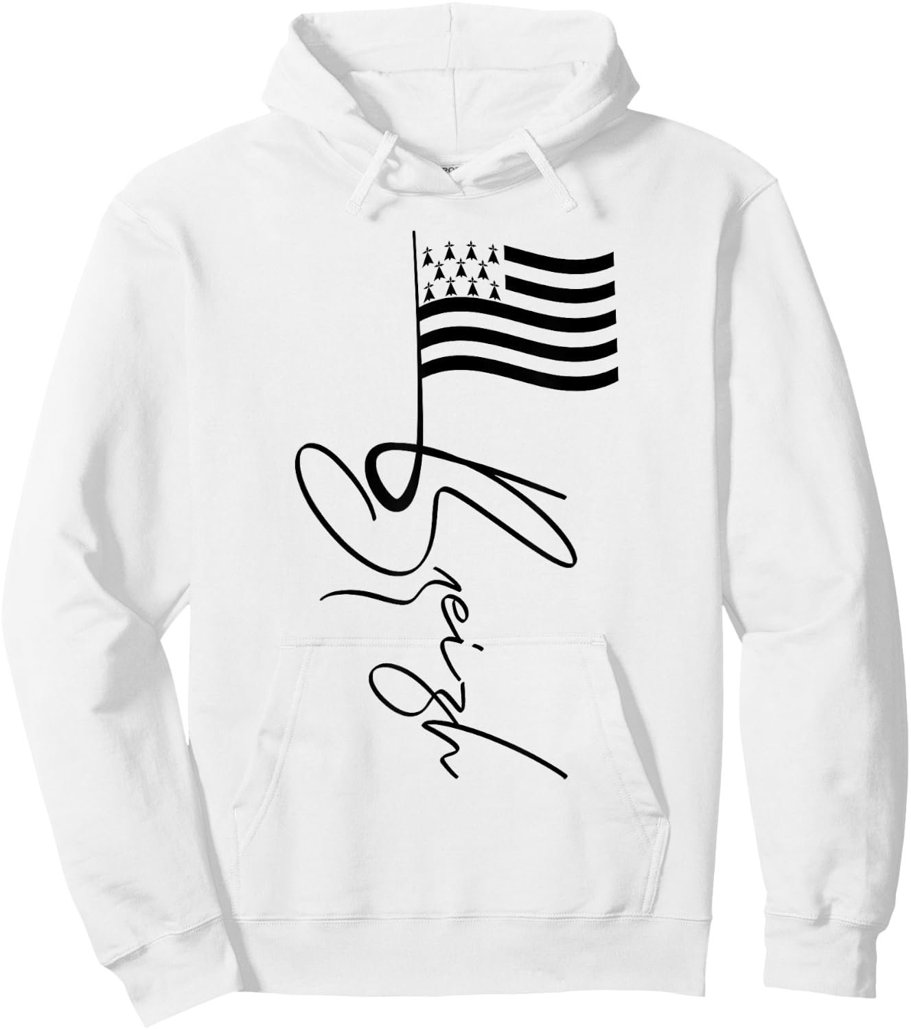 Mast Brittany France Signature Flag Breizh Breton , white, S Hoodie - Hoodie | White