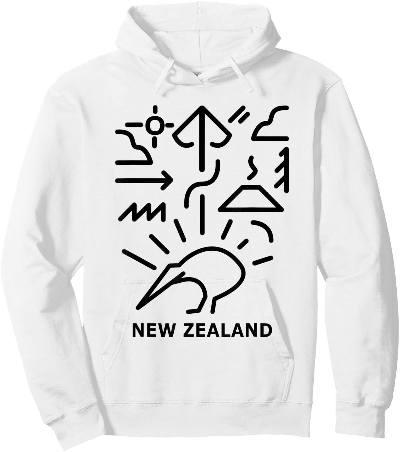 Minimalism New Zealand Kiwi Trendy Modern Maori Designs Hoodie - Hoodie | White