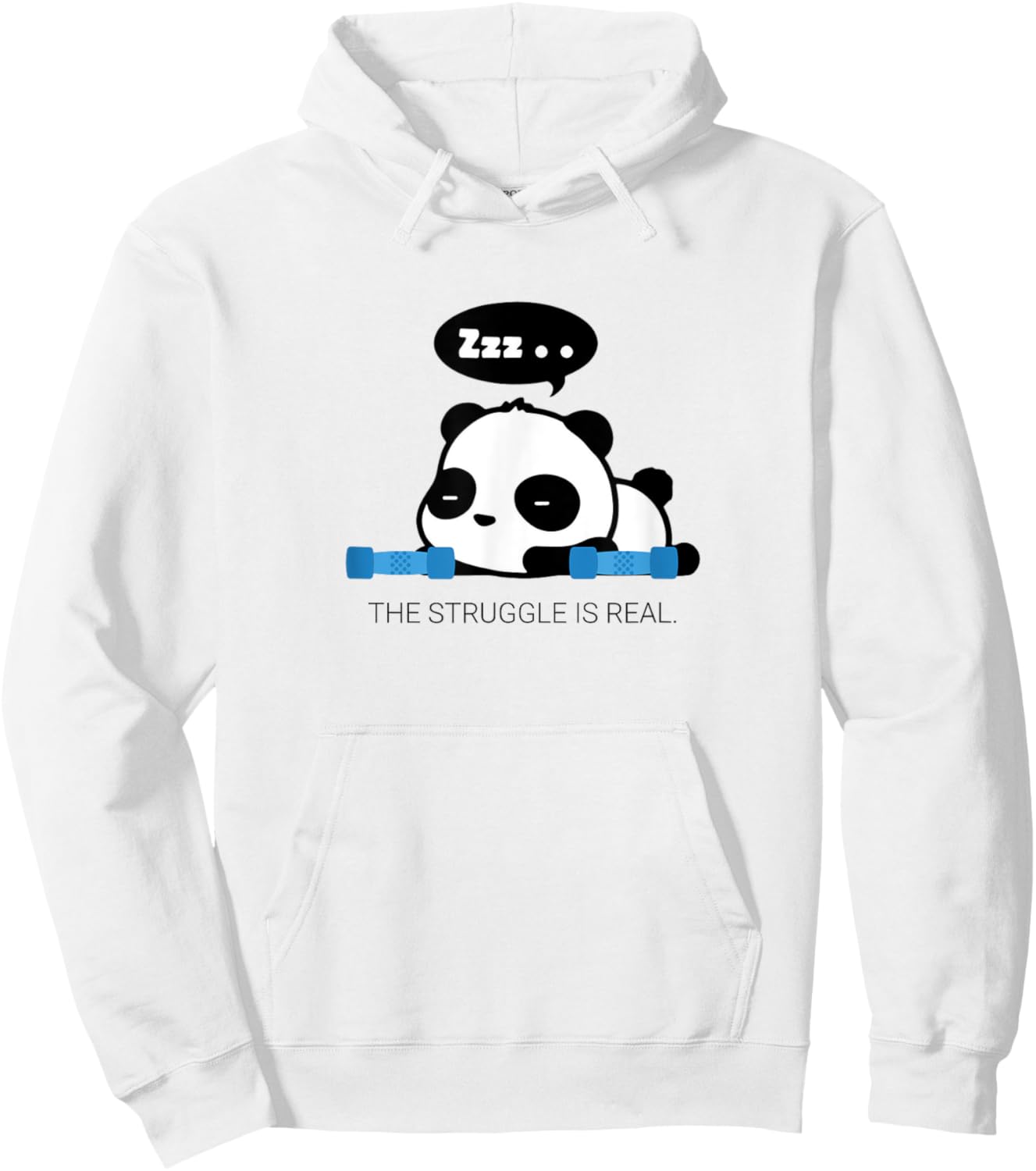 Funny Cute The Struggle Is Real Panda Work Out T Shirt Gift Hoodie - Hoodie | White