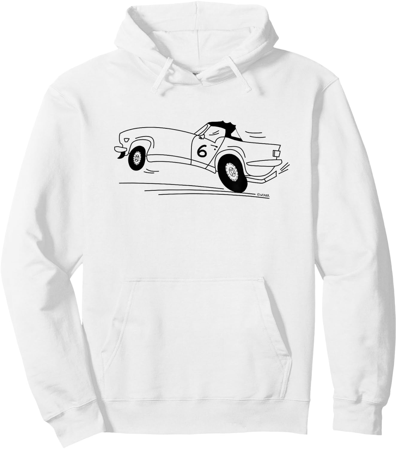 Cartoon Drawing Triumph TR6 British Car , Blue, S Hoodie - Hoodie | White