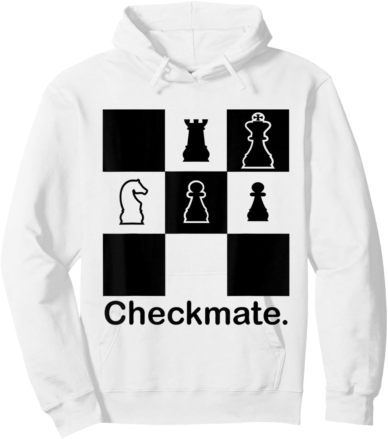 Checkmate White Knight Black King Rook Pawn Pieces - Chess Hoodie - Hoodie | White