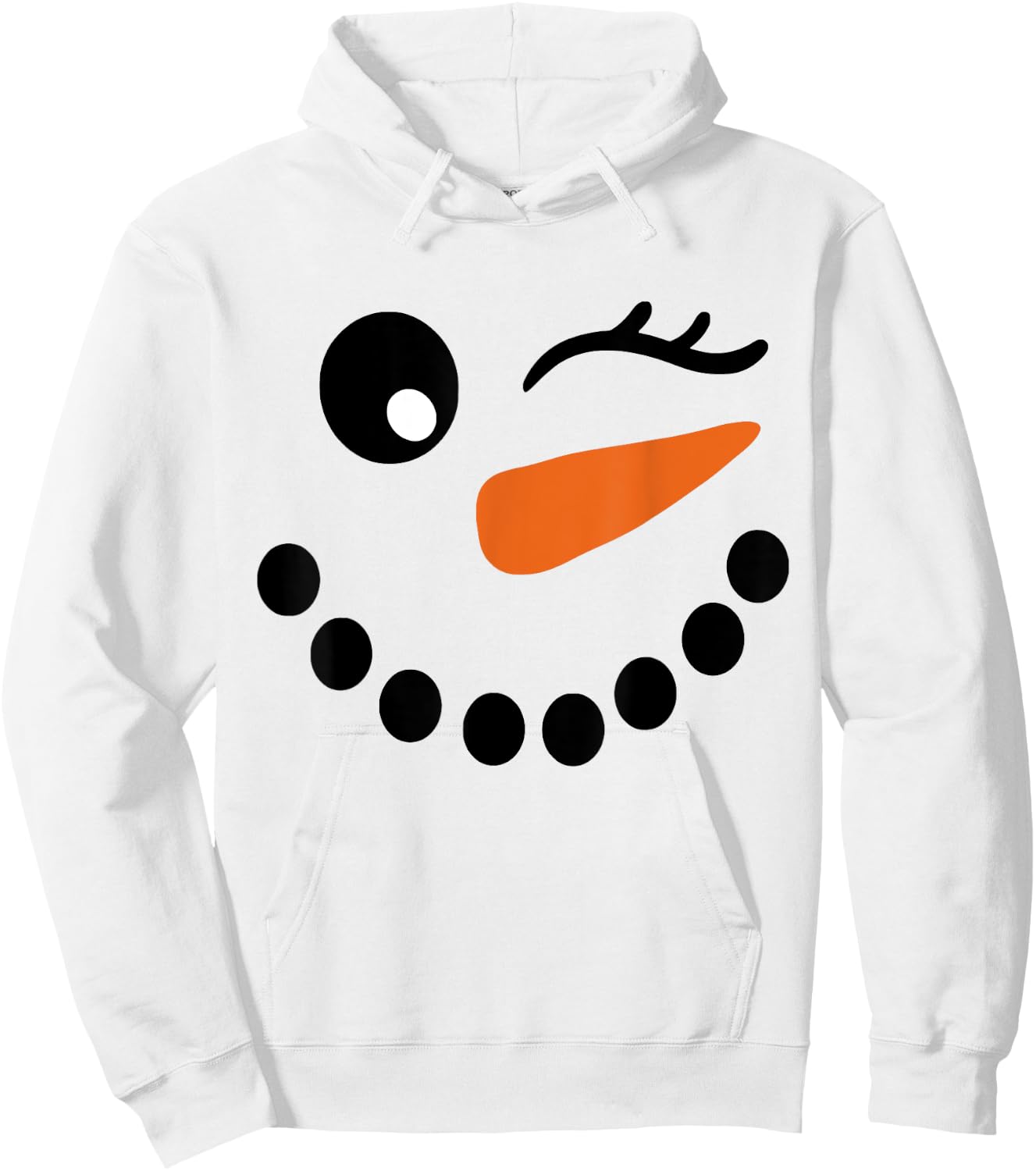 Winter Snowman Face Wink Eye Christmas Xmas For Girl Hoodie - Hoodie | White