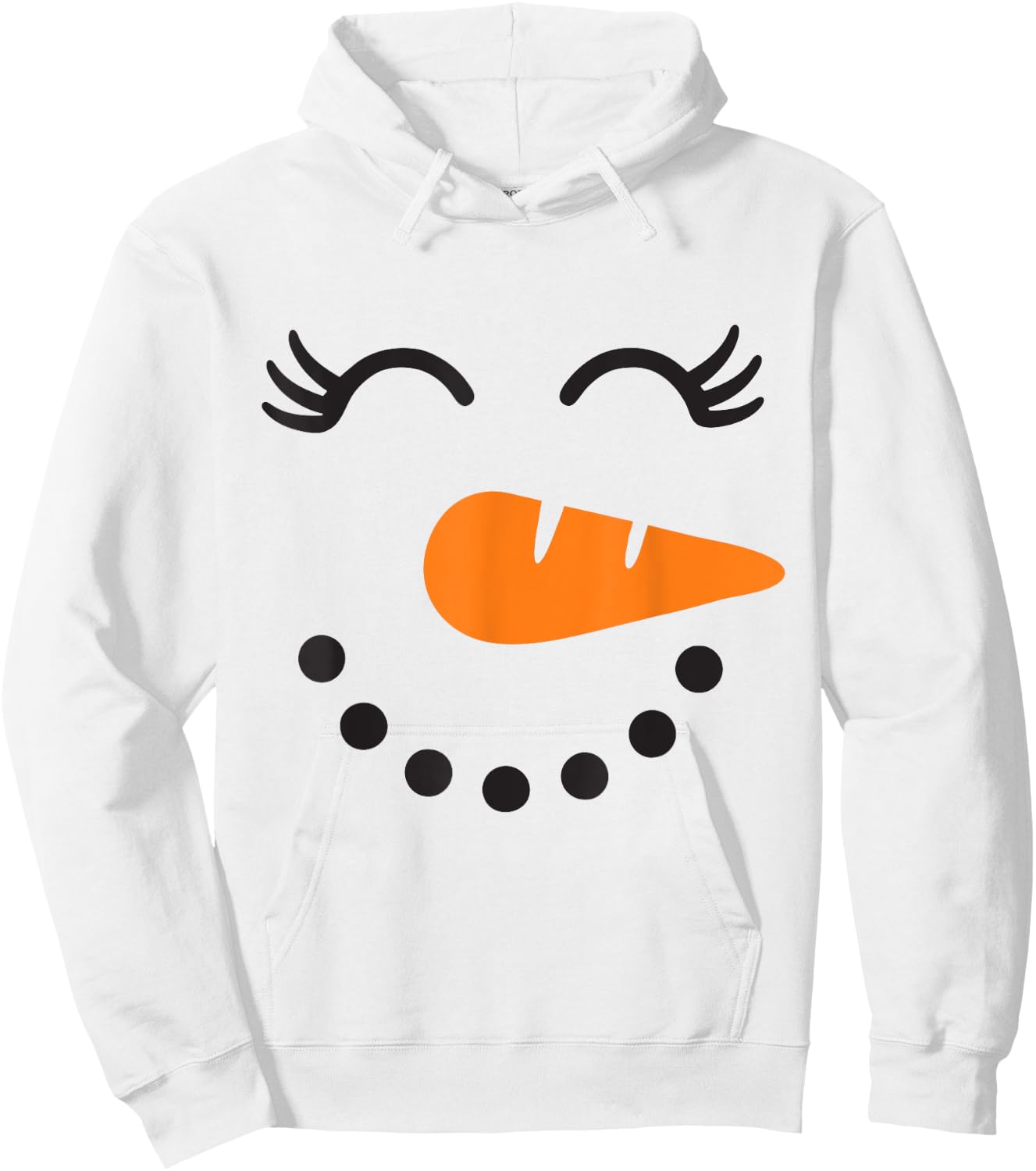 Eyelashes Christmas Outfit Snowman Face Costume Girls Hoodie - Hoodie | White