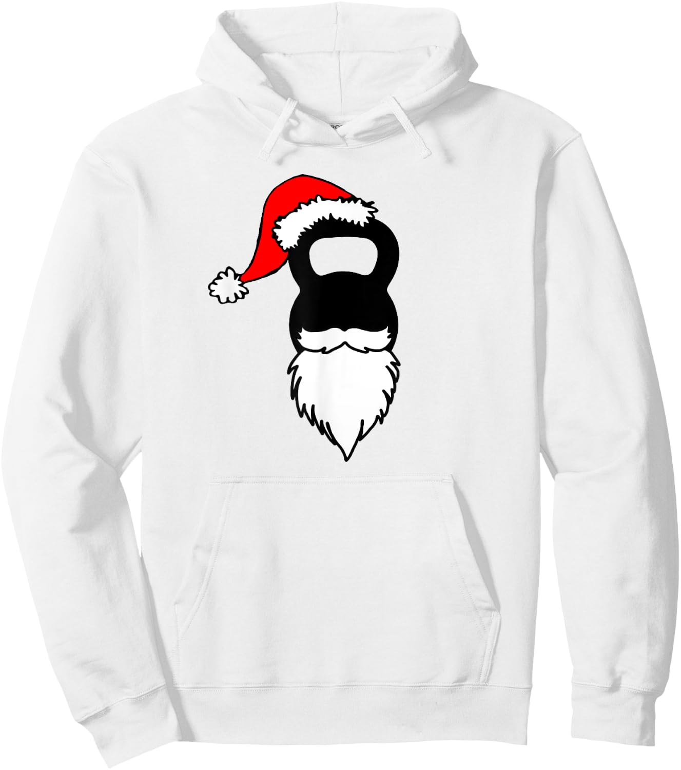 Kettlebell Santa Hat And Beard Christmas Workout Hoodie - Hoodie | White