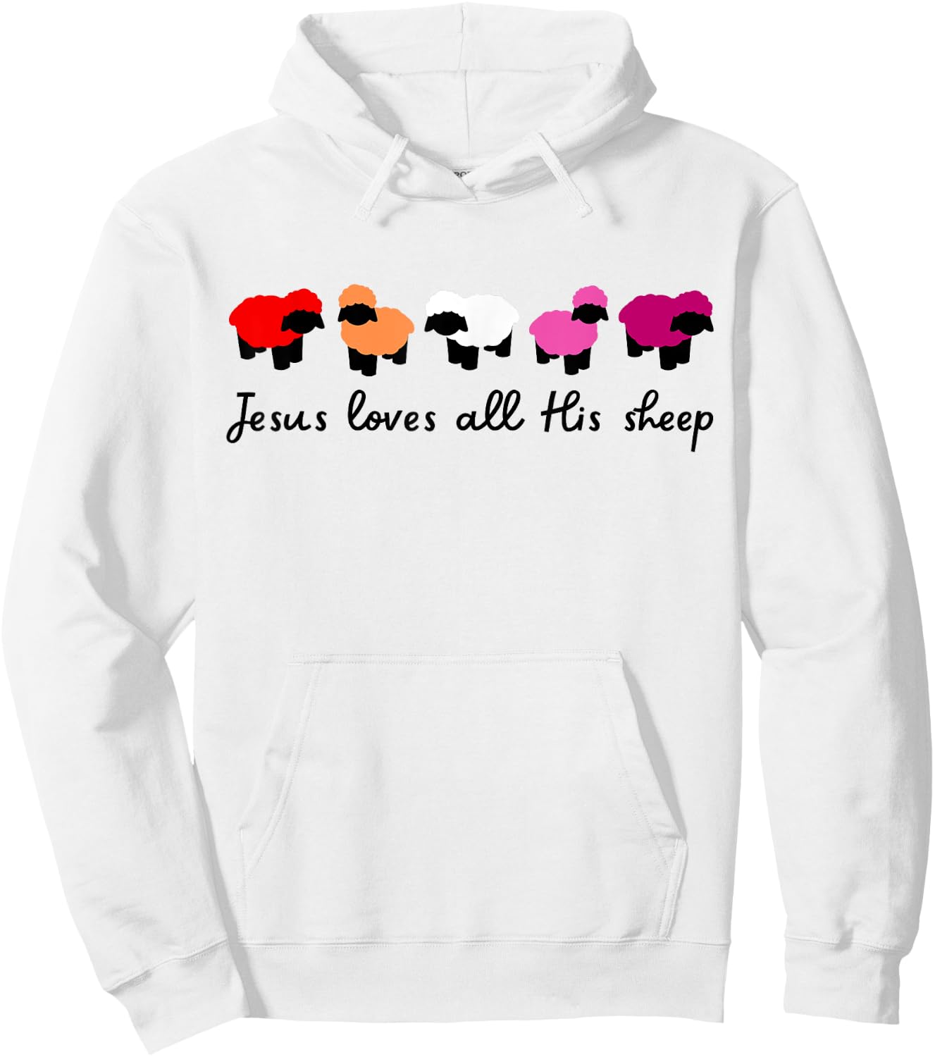 Jesus Loves All His Sheep Christian Lesbian Pride LGBTQIA+ Hoodie - Hoodie | White