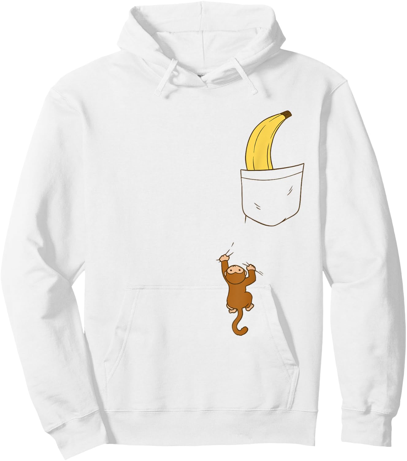 Funny Monkey Climbs A To Get Banana Kids Cute Monkey Hoodie - Hoodie | White