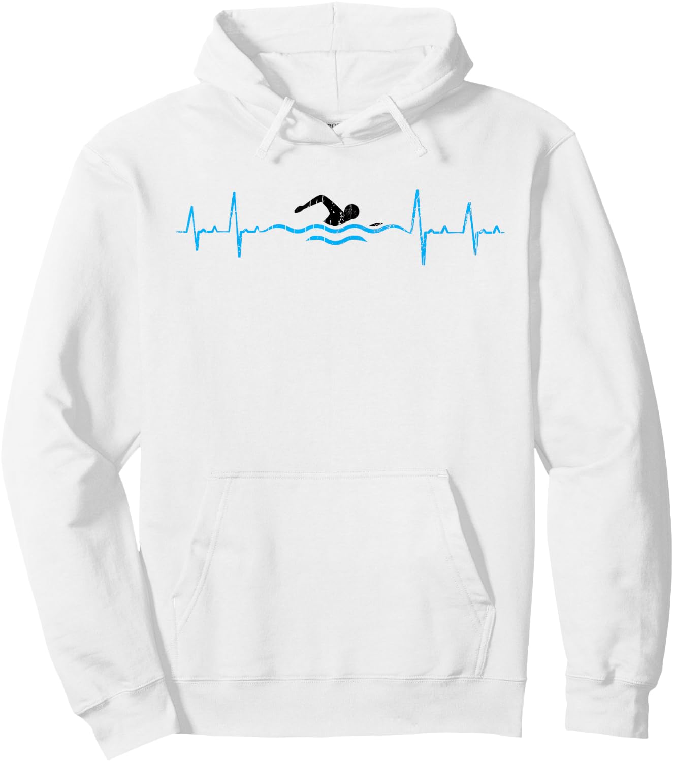 Swimming Heartbeat Funny Swimmer Swim Coach Player Graphic Hoodie - Hoodie | White