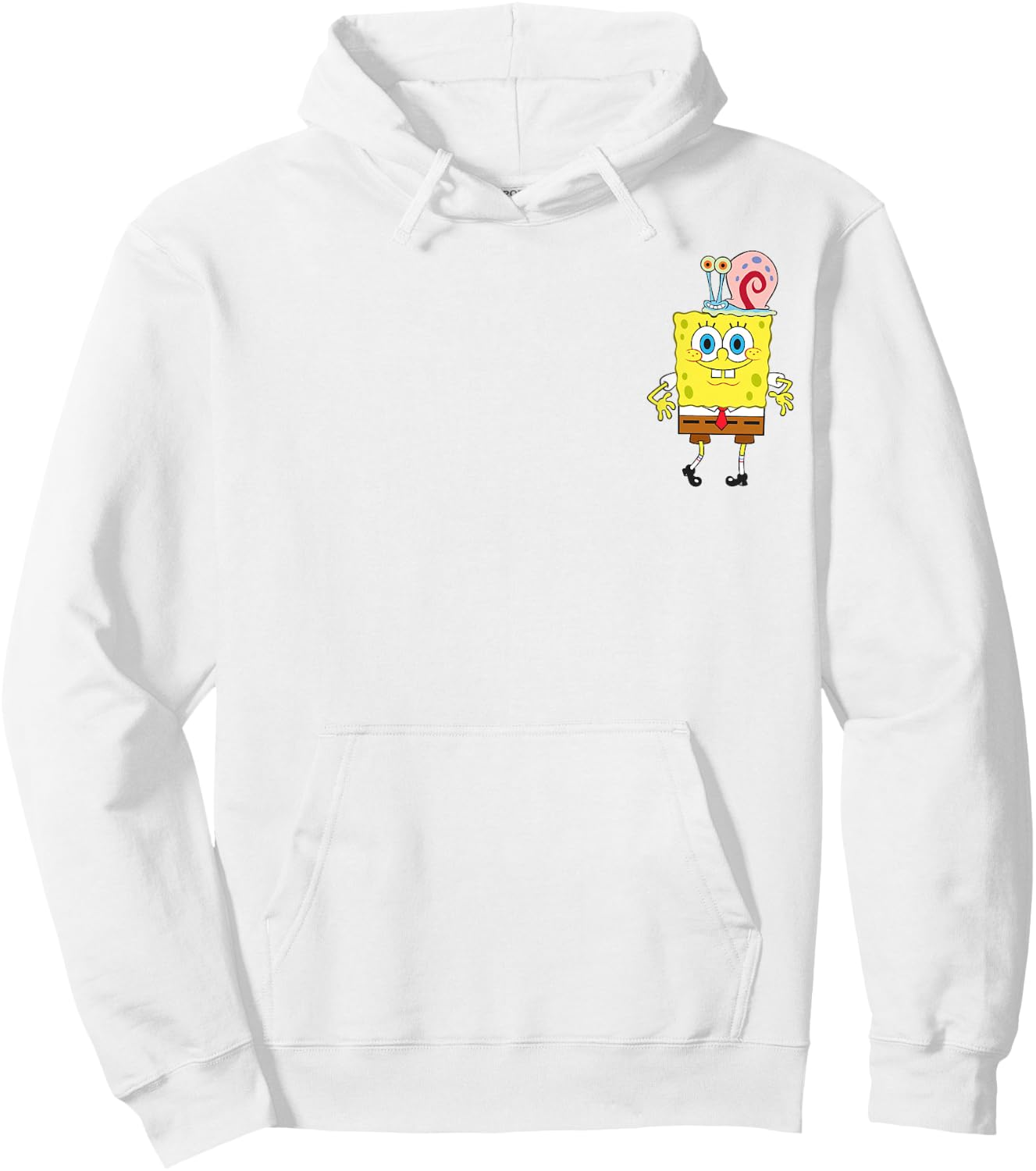 SpongeBob SquarePants & Gary The Snail Small Pocket Logo Hoodie - Hoodie | White