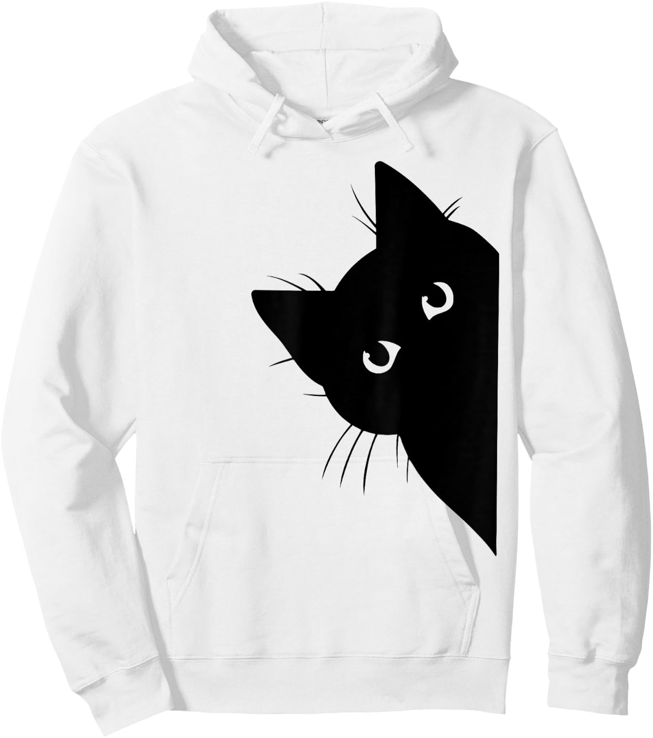 Curious Black Cat Peeking, Funny Sneaky Cat, Cat Mom Cat Dad Hoodie - Hoodie | White