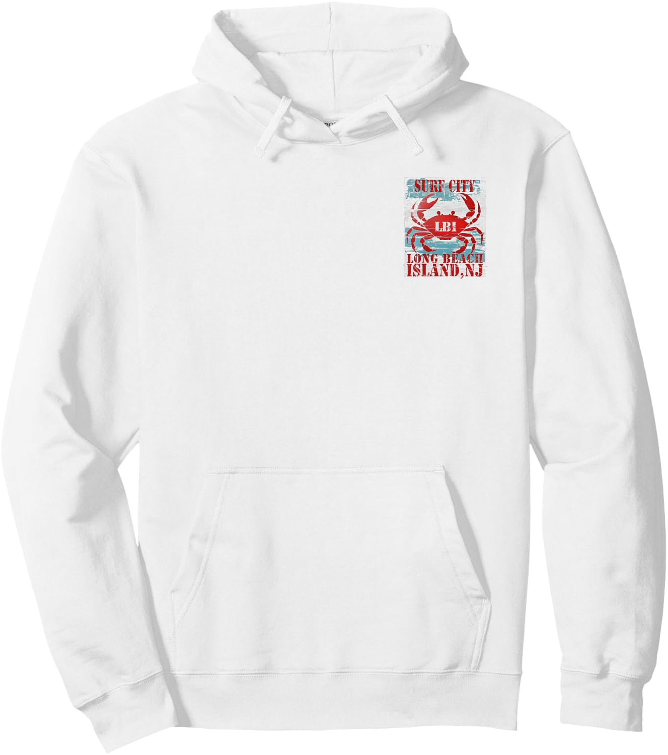 Surf City Long Beach Island NJ Nautical Coastal Rustic Crab Women Kids Hoodie - Hoodie | White