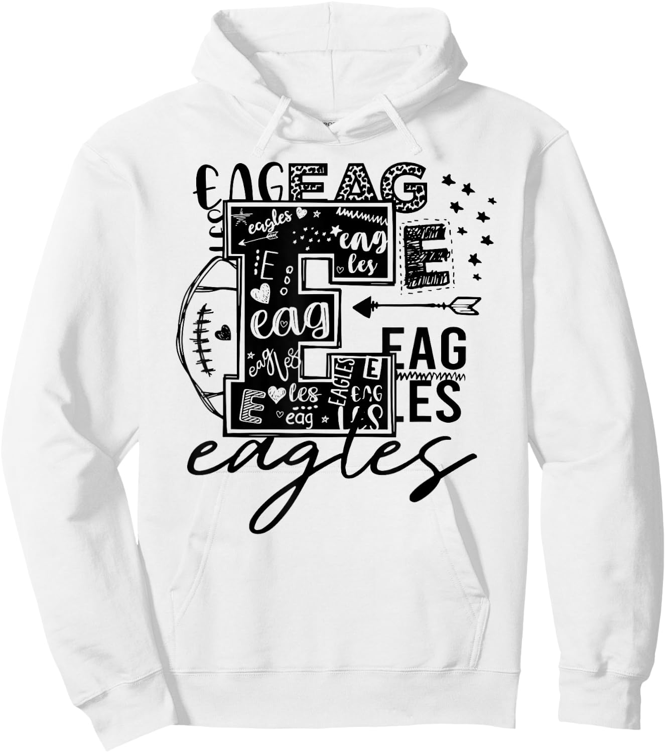 Eagles School Sports Fan Team Spirit Hoodie - Hoodie | White