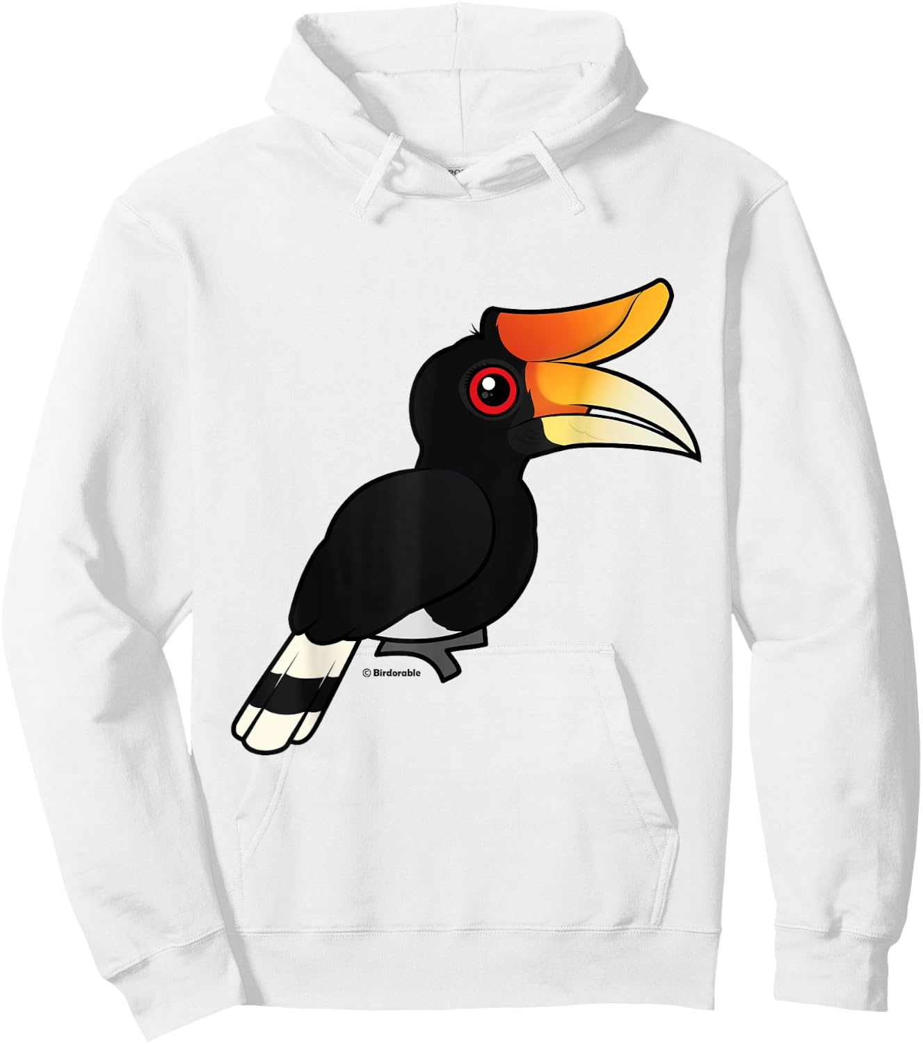 Rhinoceros Hornbill Cute Cartoon Birdorable Bird Hoodie - Hoodie | White
