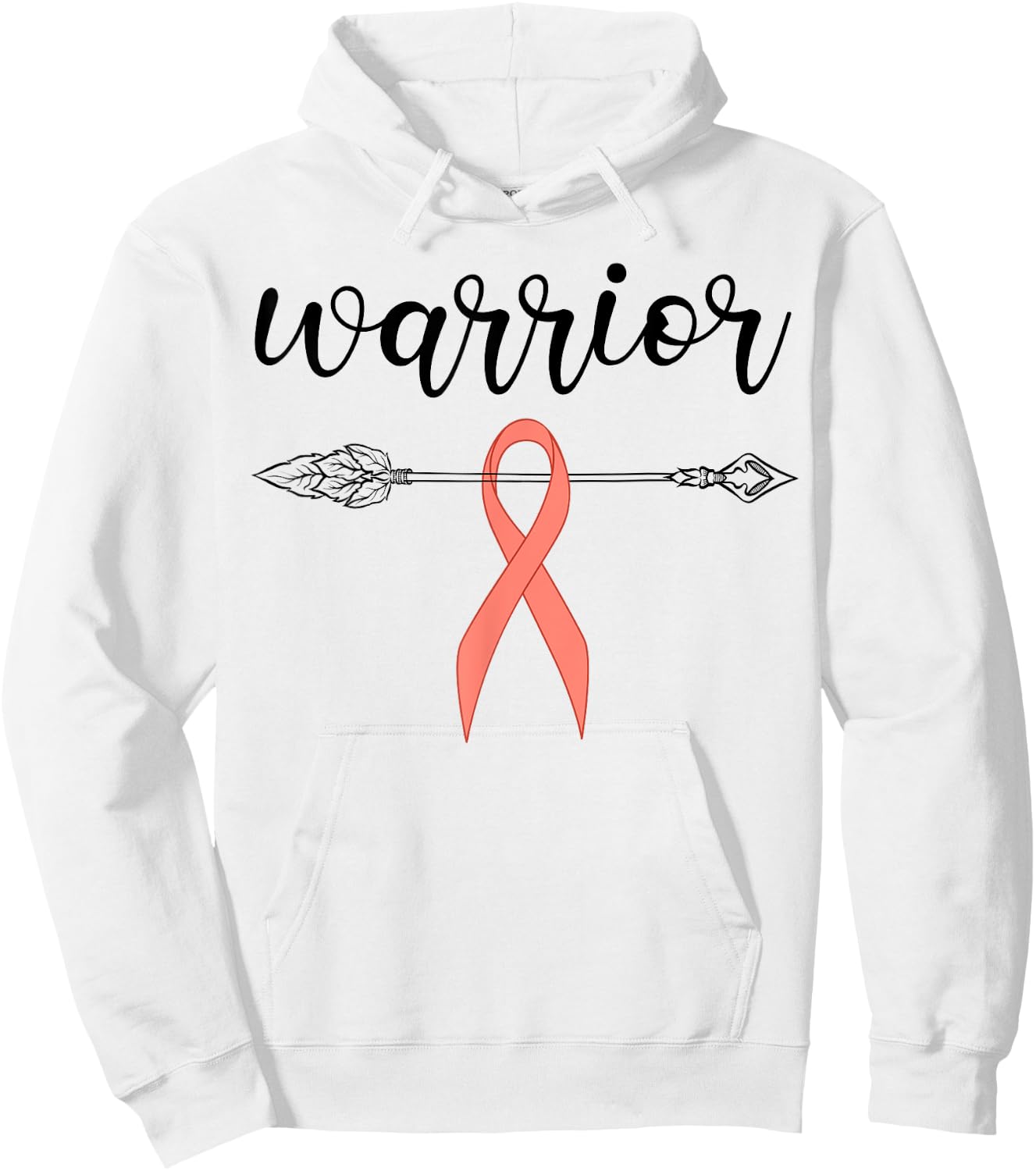 Warrior Survivor Fighter Peach Ribbon Warrior Uterine Cancer Hoodie - Hoodie | White