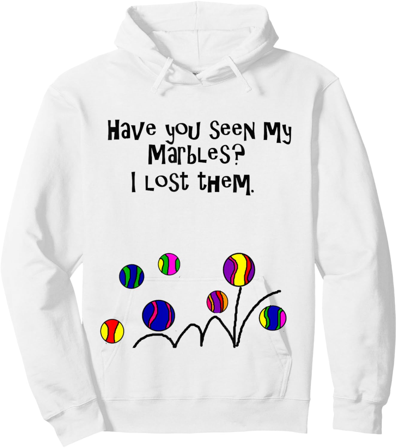 Smilealottees Funny Lost my Marbles Pun Hoodie - Hoodie | White