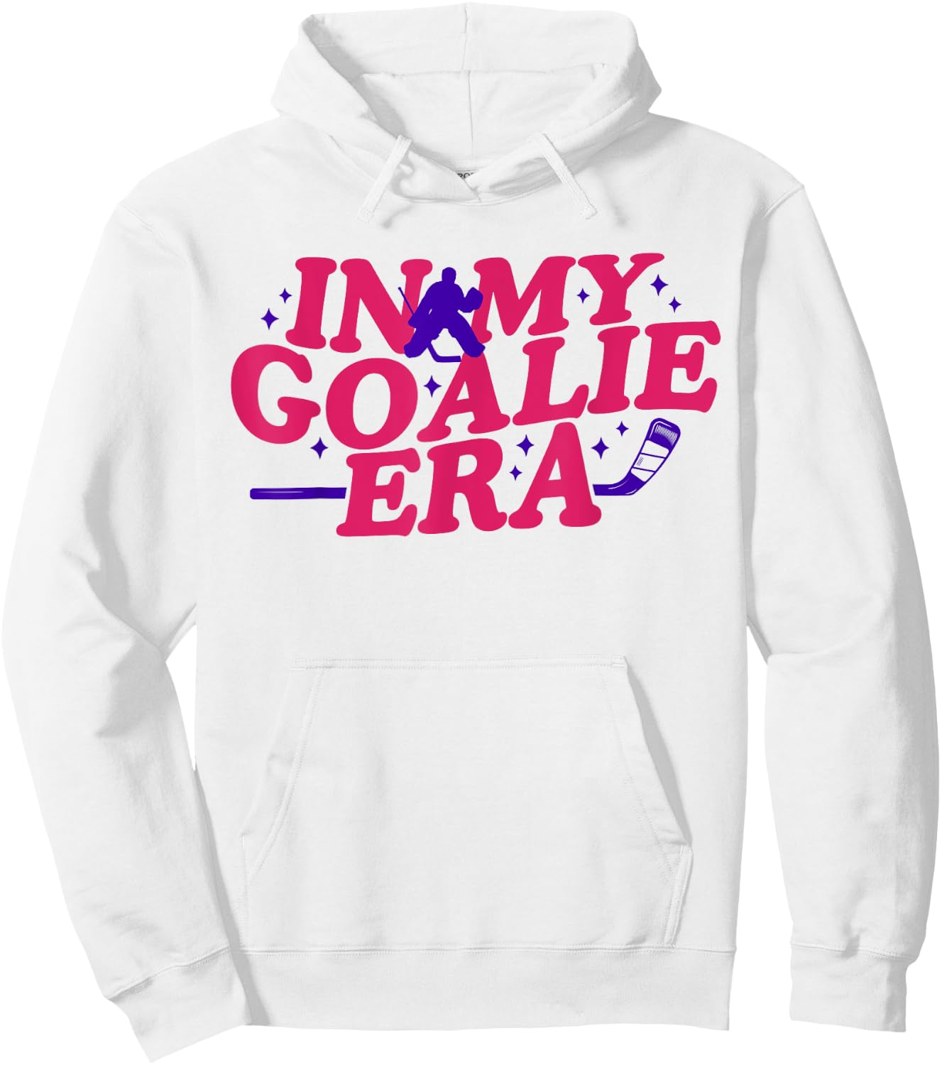 In My Goalie Era Groovy Retro Ice Hockey Girl Hoodie - Hoodie | White