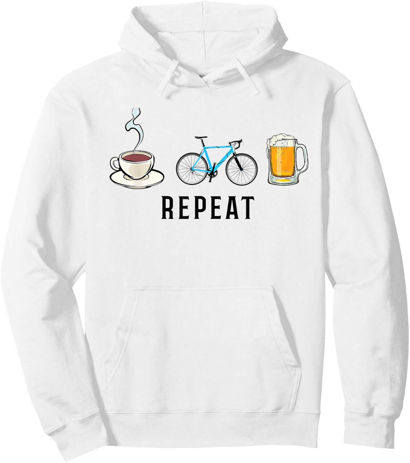 Biking Coffee Go Cycling Beer Repeat Funny Biker Cyclists Hoodie - Hoodie | White