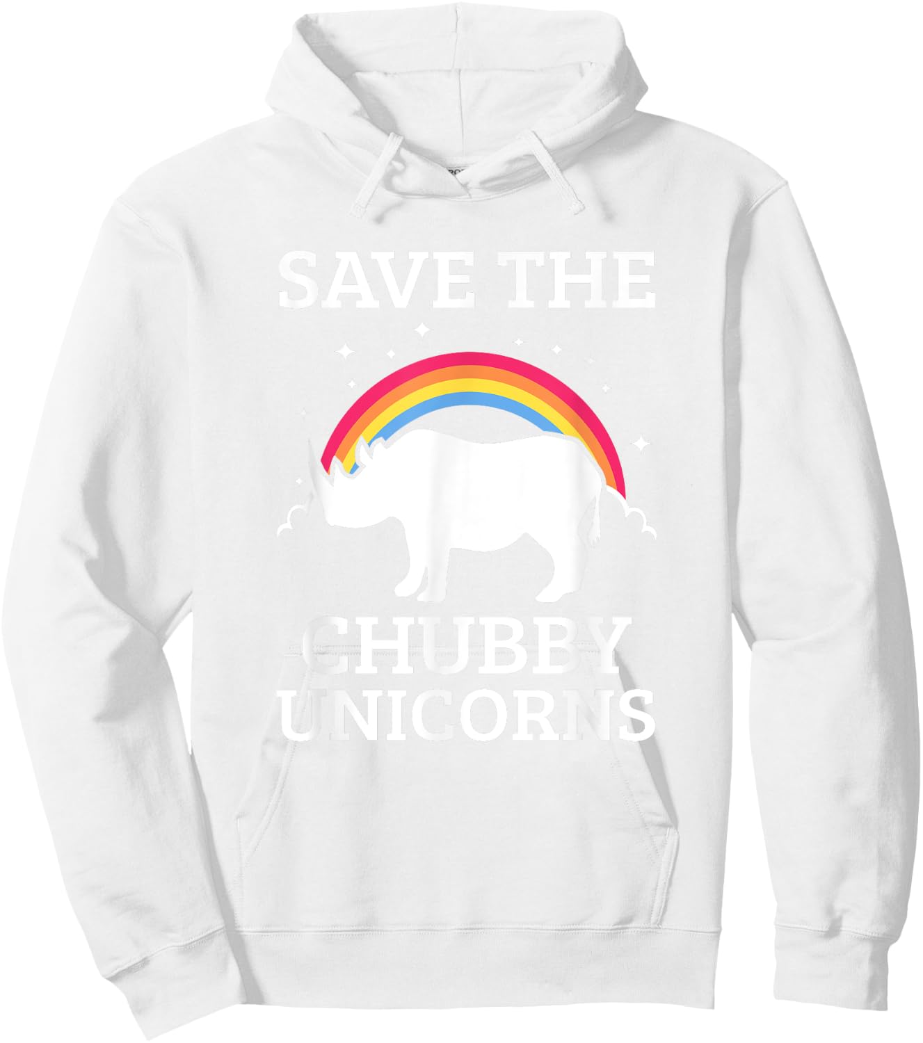 Save The Chubby Unicorns Rhino Rainbow Hoodie - Hoodie | White