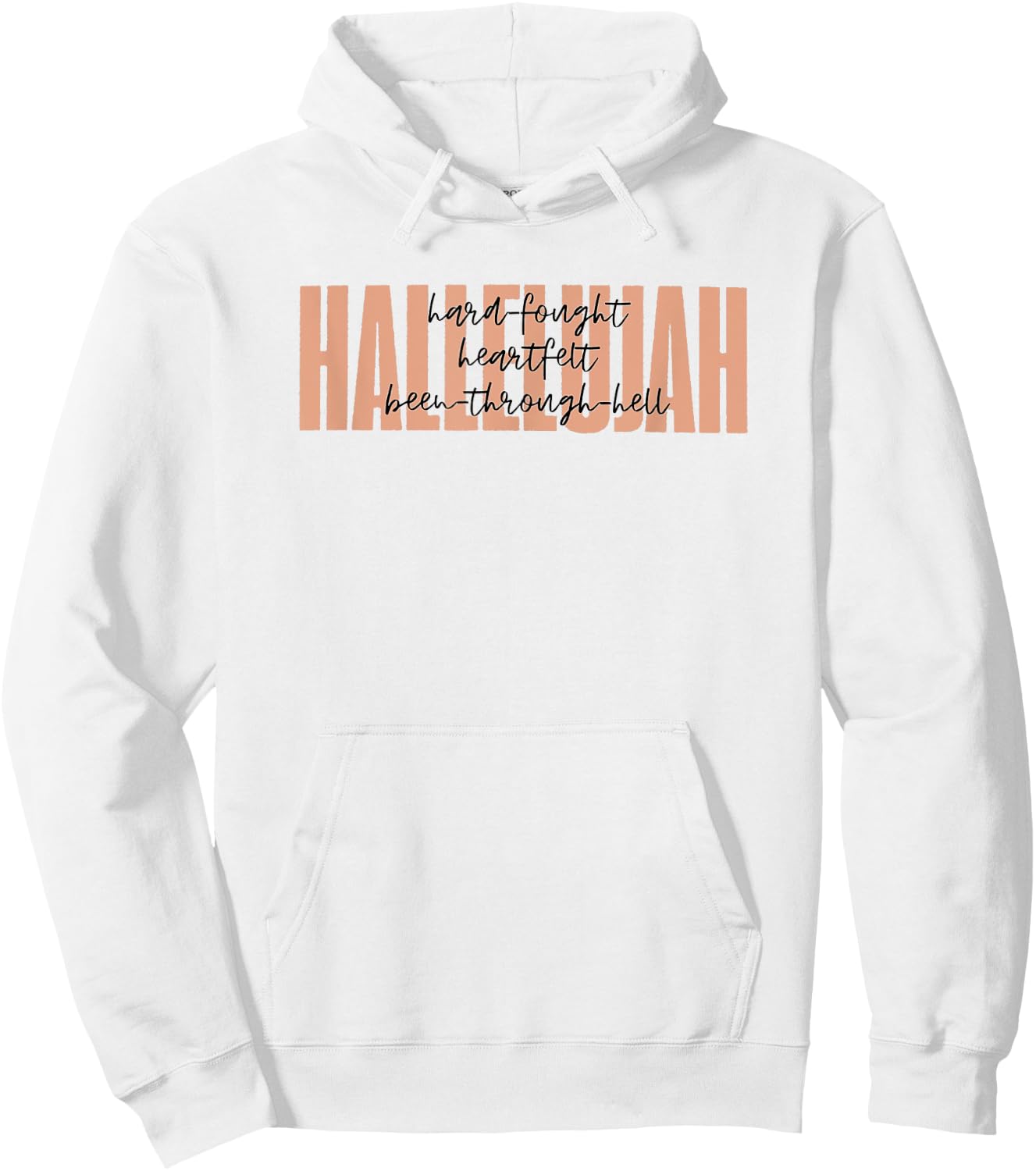 Retro Christian Worship Hard Fought Hallelujah -Adults Christian , Grey, Small, Short Sleeve Hoodie - Hoodie | White