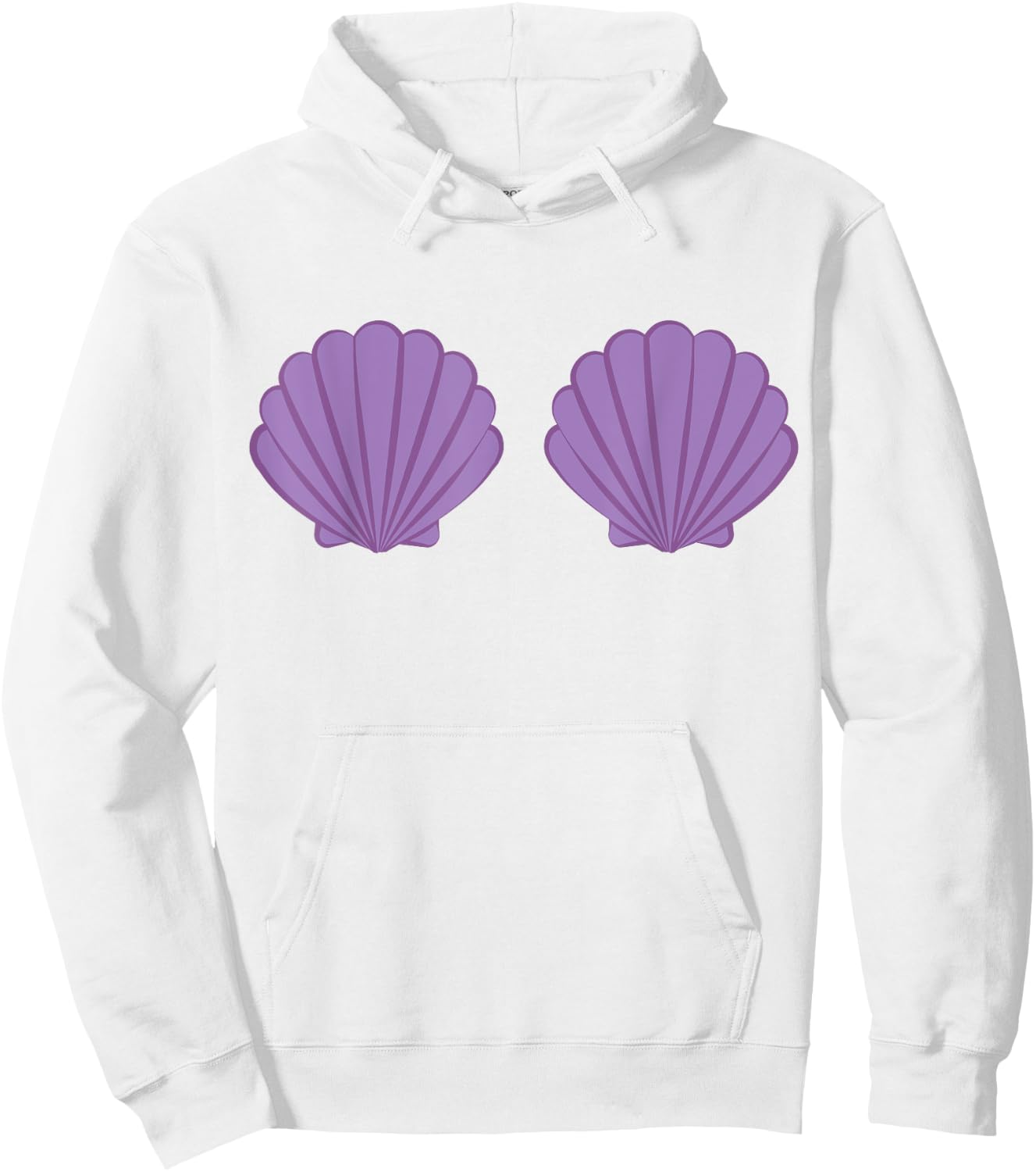 Mermaid Shell Bra Purple Shells Cartoon Graphic , White Hoodie - Hoodie | White