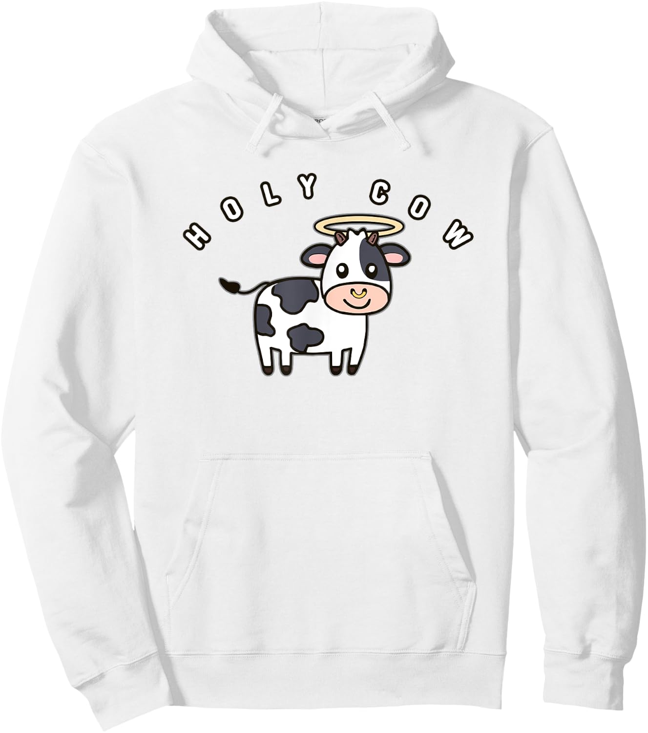 Funny Holy Cow Cute Farm Cow With Halo Animal Lover Hoodie - Hoodie | White