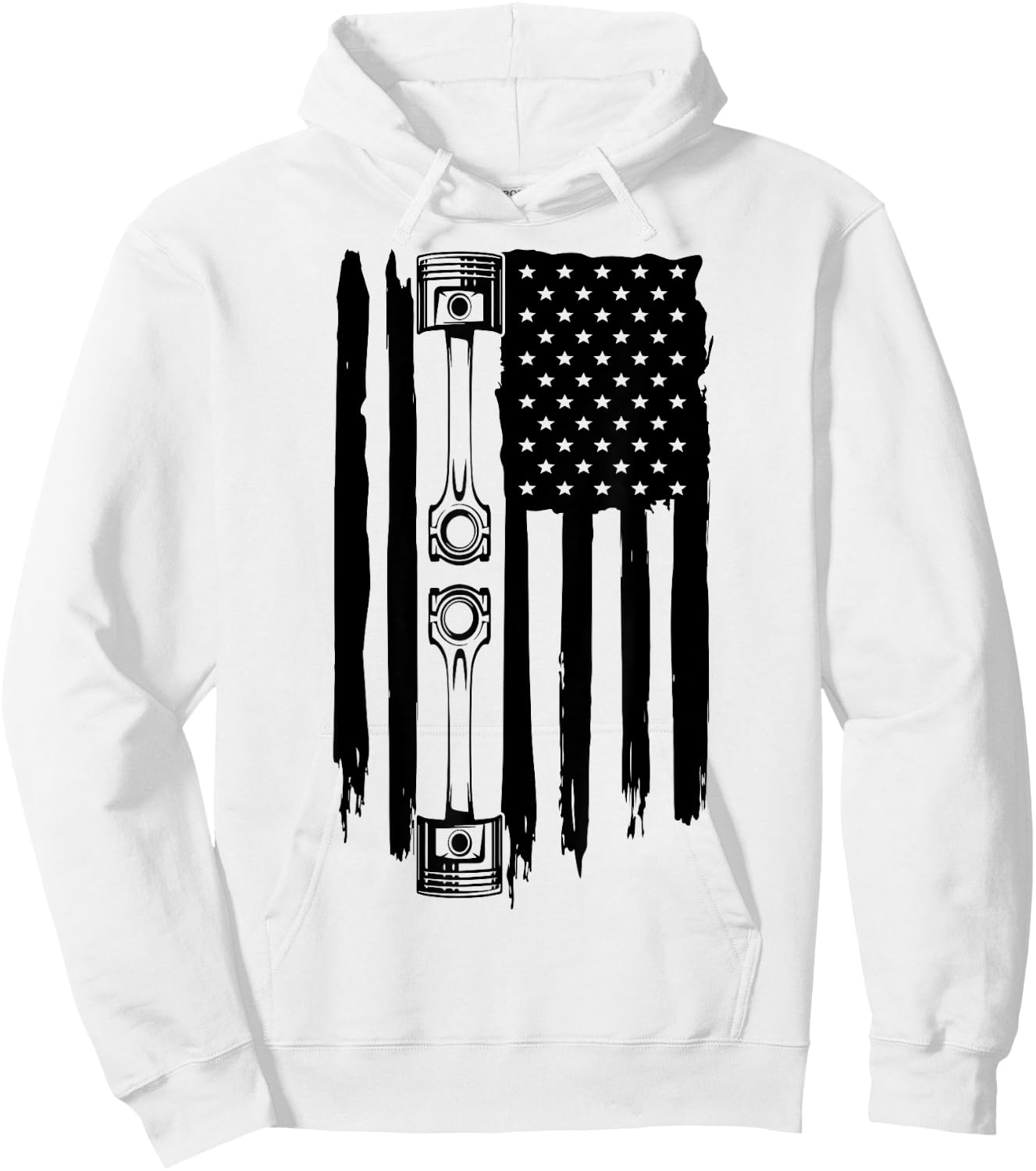 Piston American Flag Car Automotive Car Enthusiast LS RS 5.0 Women Men Hoodie - Hoodie | White