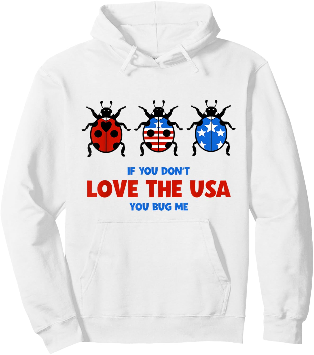 USA Flag Red July 4 White Blue Ladybug Patriotic Hoodie - Hoodie | White