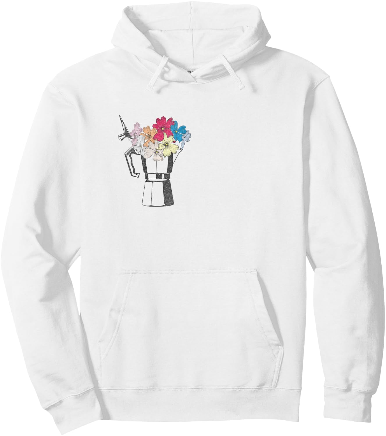 Vintage Coffee Maker Moka Pot with Flowers Coffee Moka Hoodie - Hoodie | White