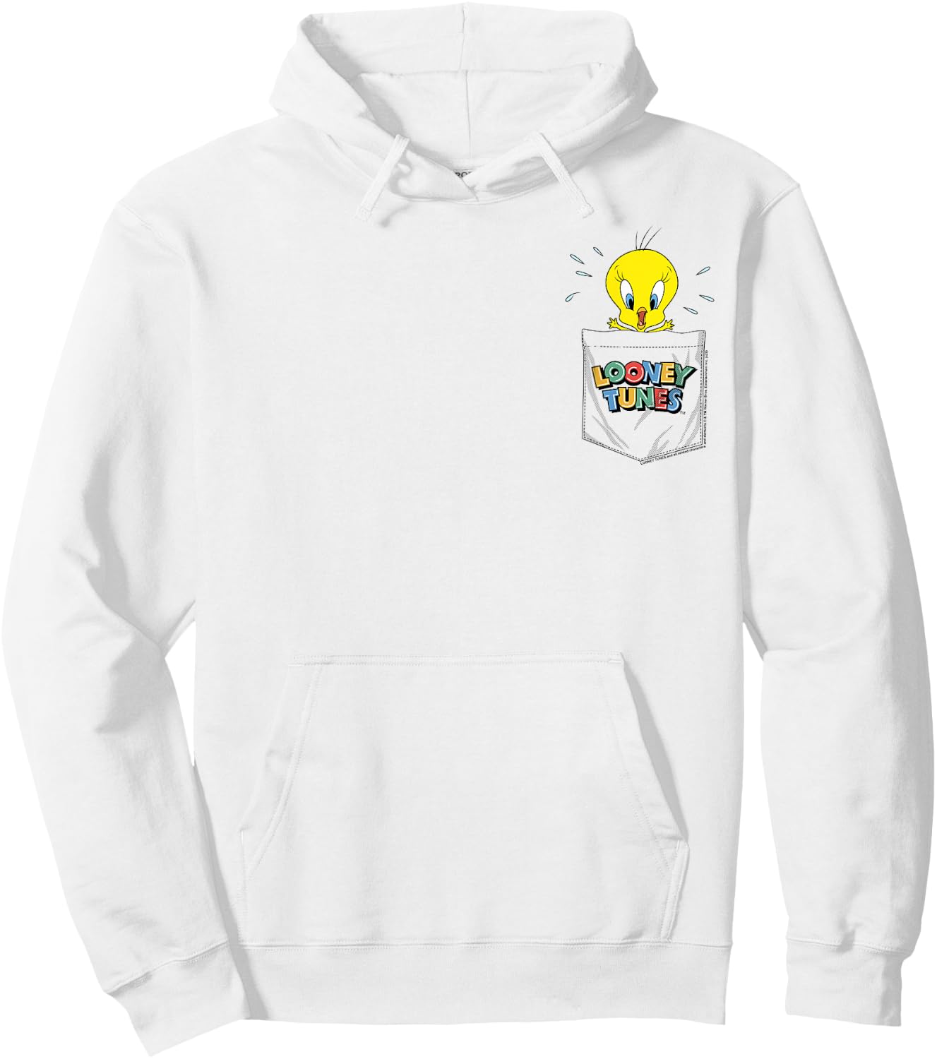 Looney Tunes Tweety Bird Faux Pocket Hoodie - Hoodie | White