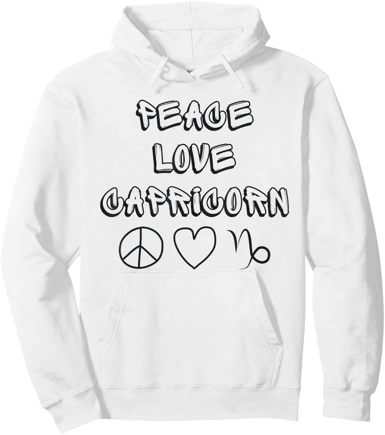 Zodiac Astrology Peace Love Capricorn Birthday Graphic Hoodie - Hoodie | White