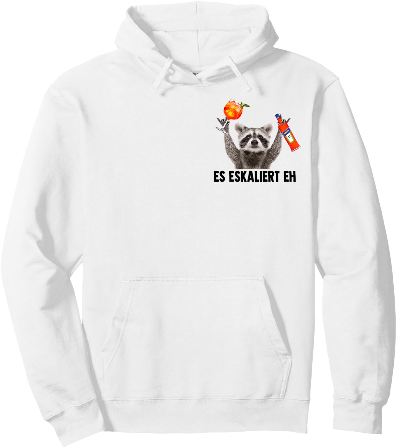 ES ESKALIERT EH X Raccoon Meme Racoon X Pedro Spritz , White Hoodie - Hoodie | White