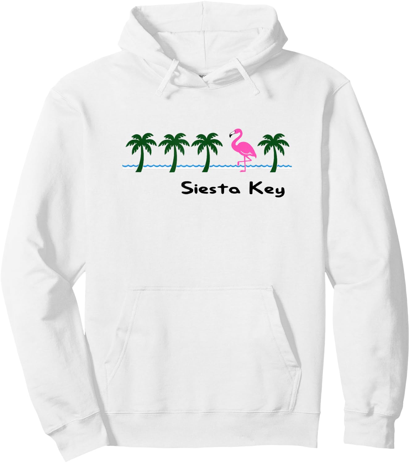 Siesta Key FL Retro Flamingo Souvenirs Graphic Hoodie - Hoodie | White