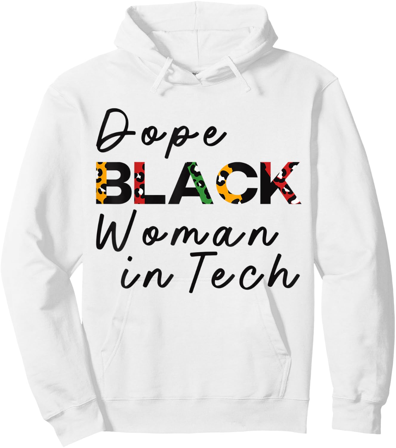 Dope Black Woman in Tech Leopard Print Melanin Queen BHM Hoodie - Hoodie | White