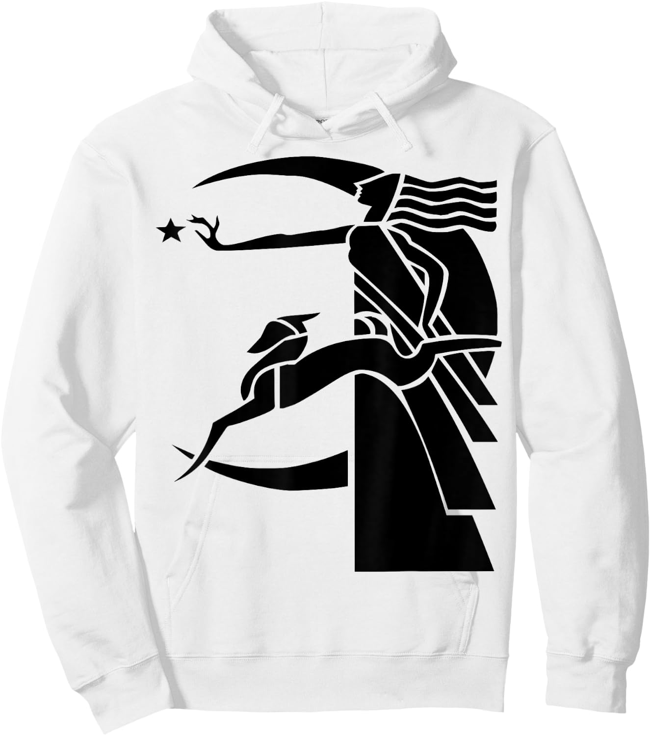 Art Deco Woman Moon Dog Hoodie - Hoodie | White