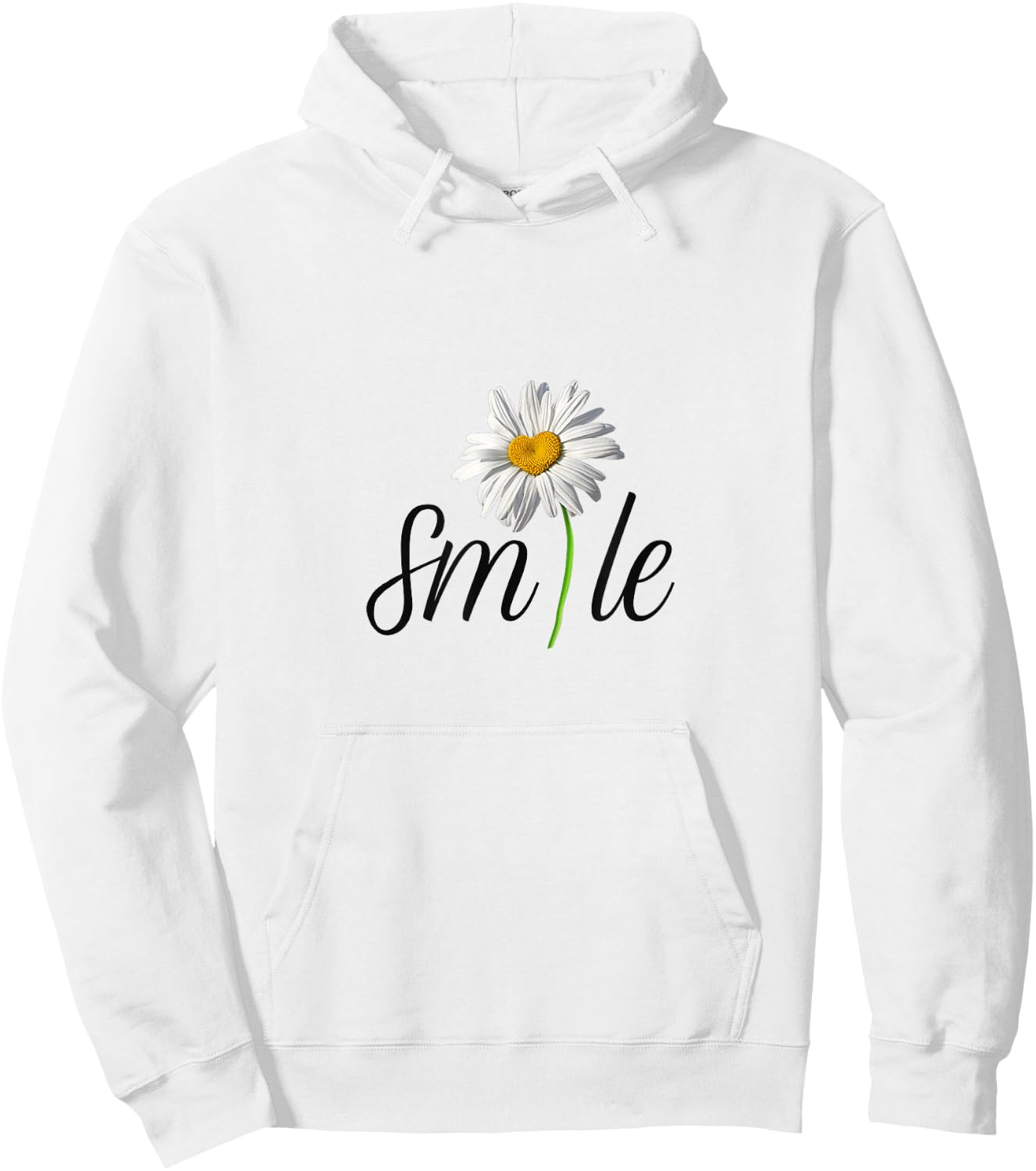 Cute And Funny White and Yellow Daisy Flower Smile Hoodie - Hoodie | White