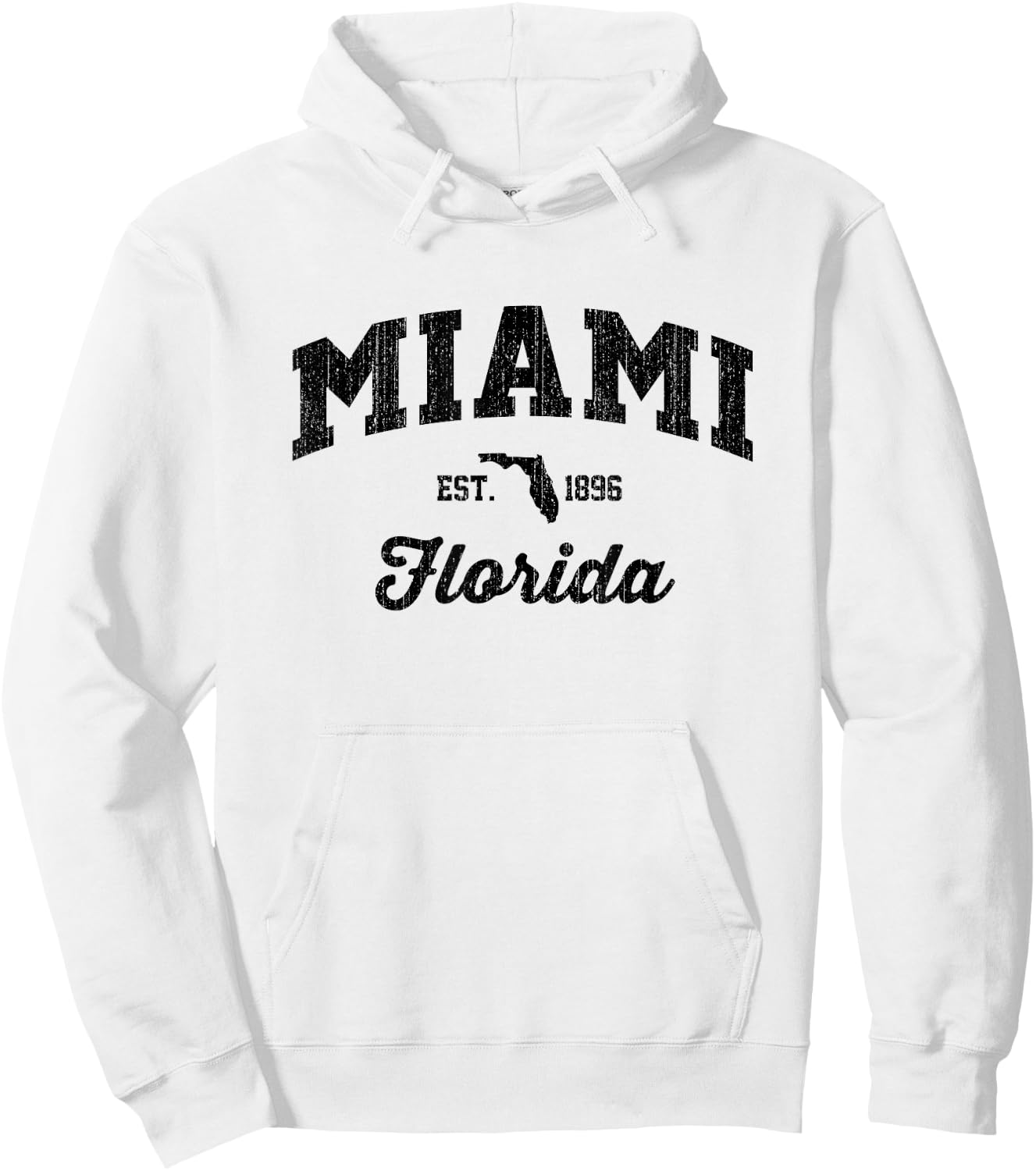 Vintage Miami Florida USA Sports Weathered Retro American Hoodie - Hoodie | White