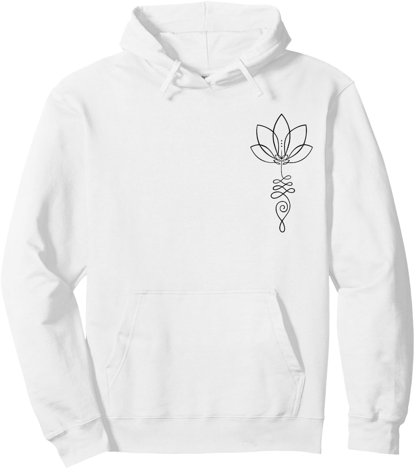 Yoga Lover Outfit Unalome Enlightenment Symbol with Lotus Flower Hoodie - Hoodie | White