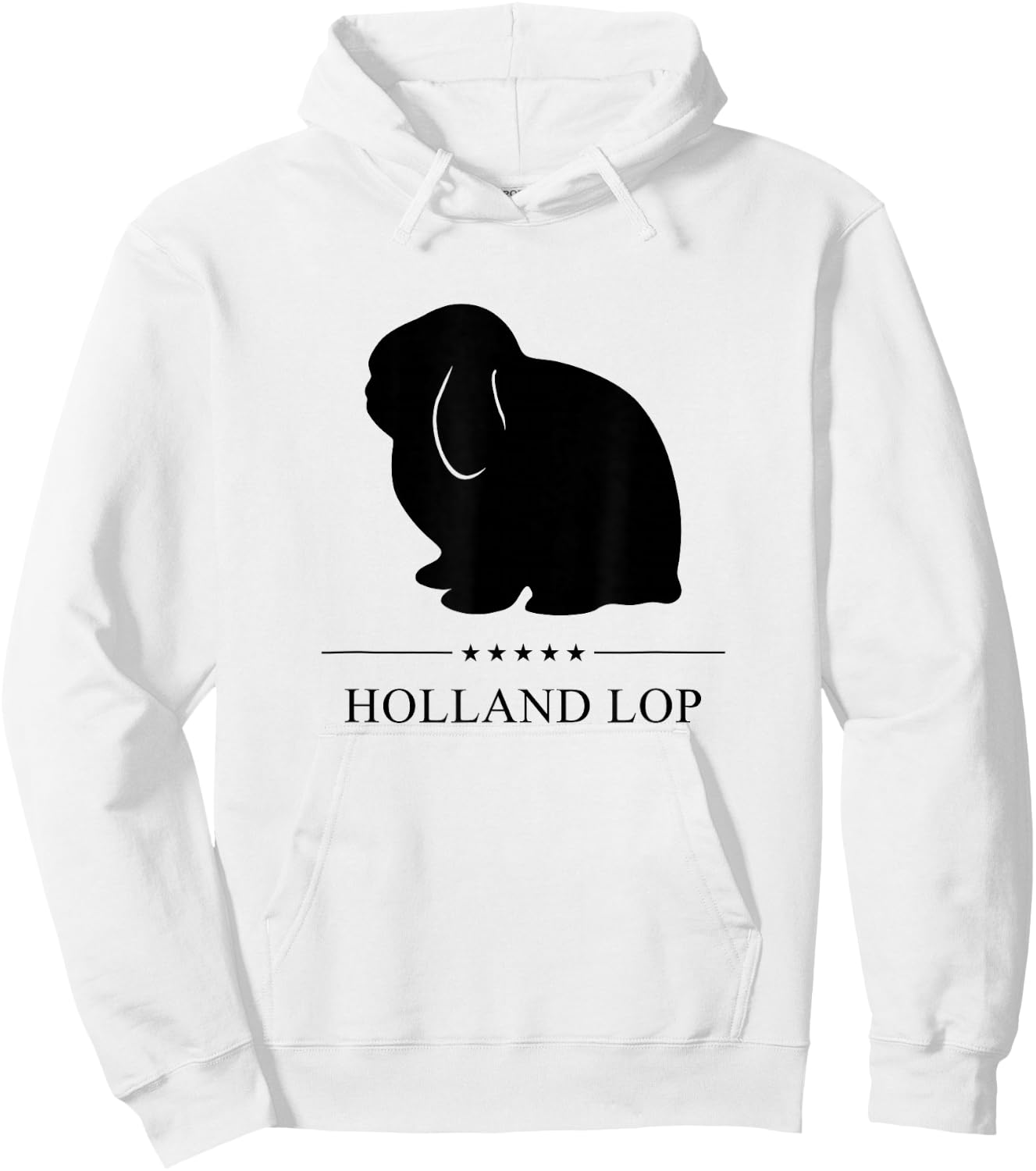 Holland Lop Rabbit Black Silhouette Hoodie - Hoodie | White
