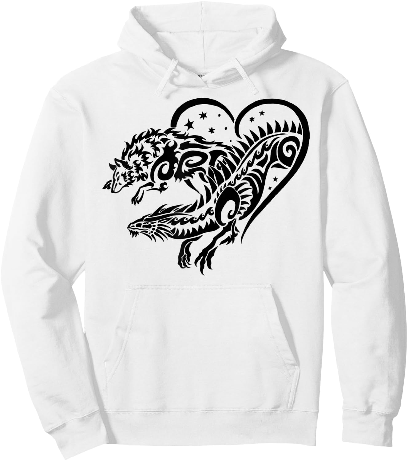 The Dreaming Dragon Wolf and Dragon Love Hoodie - Hoodie | White