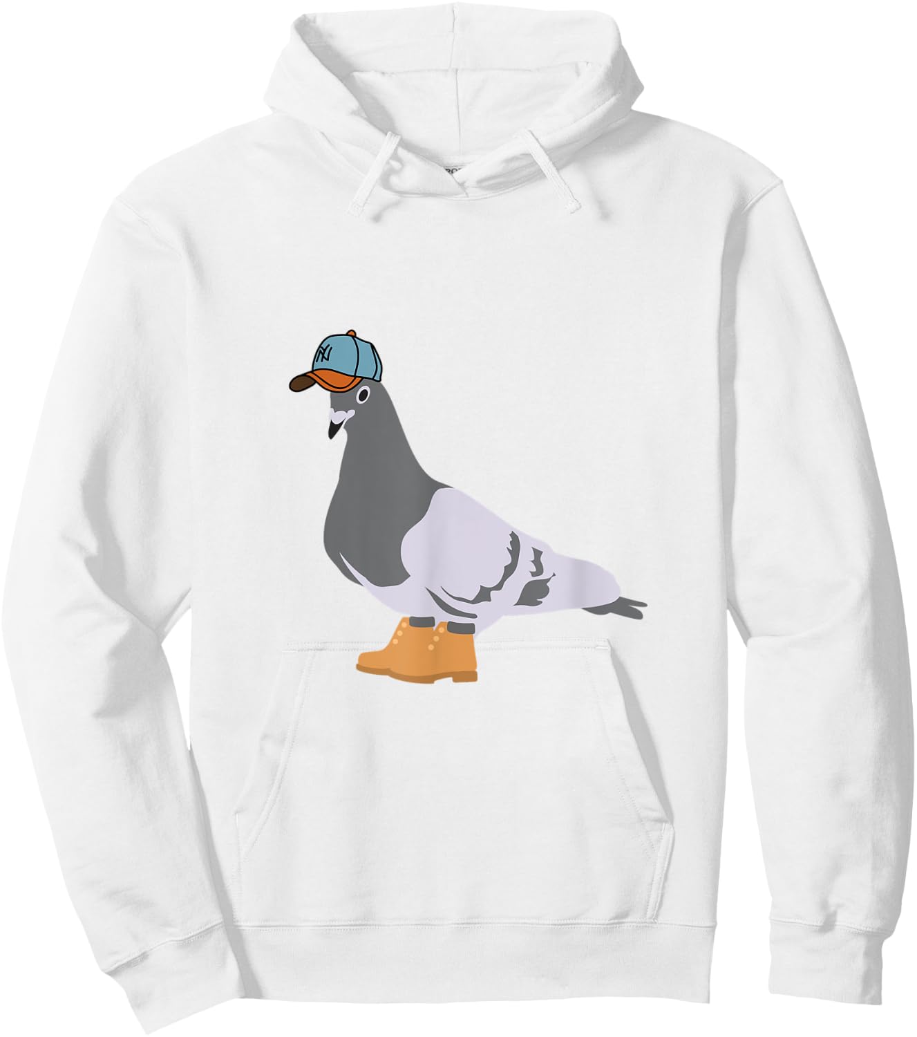 New York City Pigeon Bird Baseball Cap Boots Hoodie - Hoodie | White