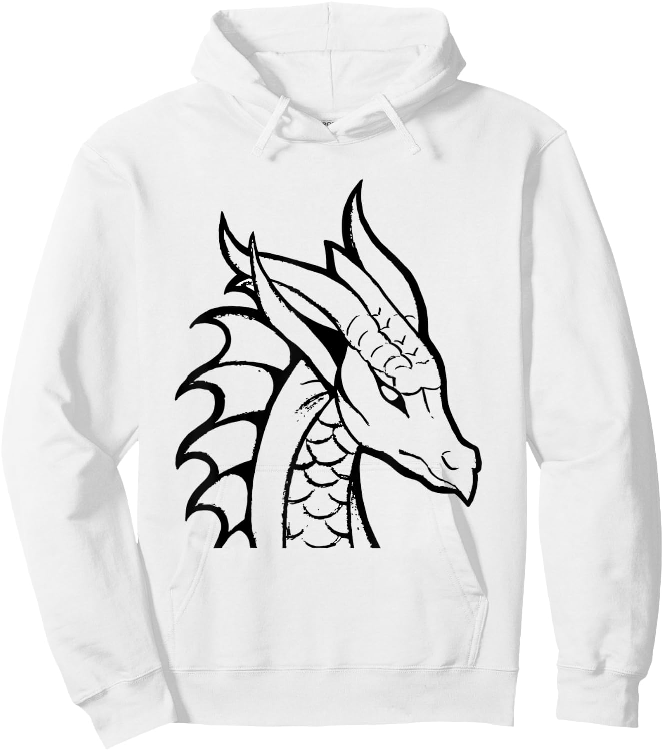 Dragon Sketch Drawing Graphic Art Silhouette Cute Funny Hoodie - Hoodie | White