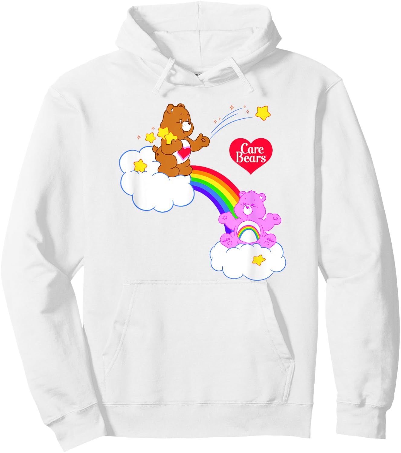 Care Bears Tenderheart Bear & Cheer Bear Rainbow Cloudy Duo Hoodie - Hoodie | White