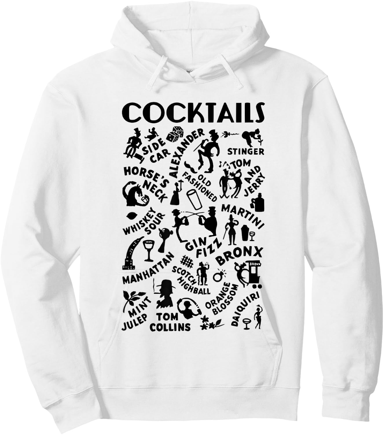 Vintage Cocktails Menu Bartender's Guide Cocktail Lounge Hoodie - Hoodie | White