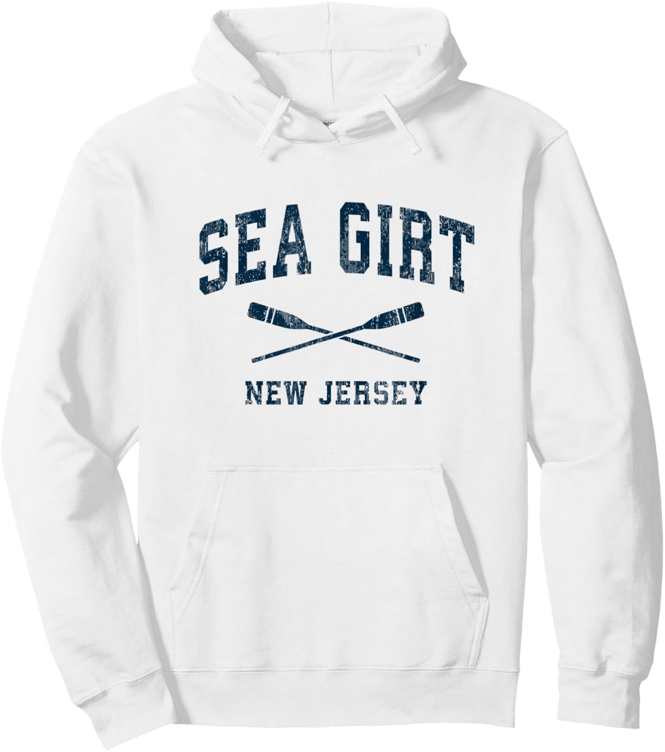 Sea Girt New Jersey Vintage Nautical Paddles Sports Oars Hoodie - Hoodie | White