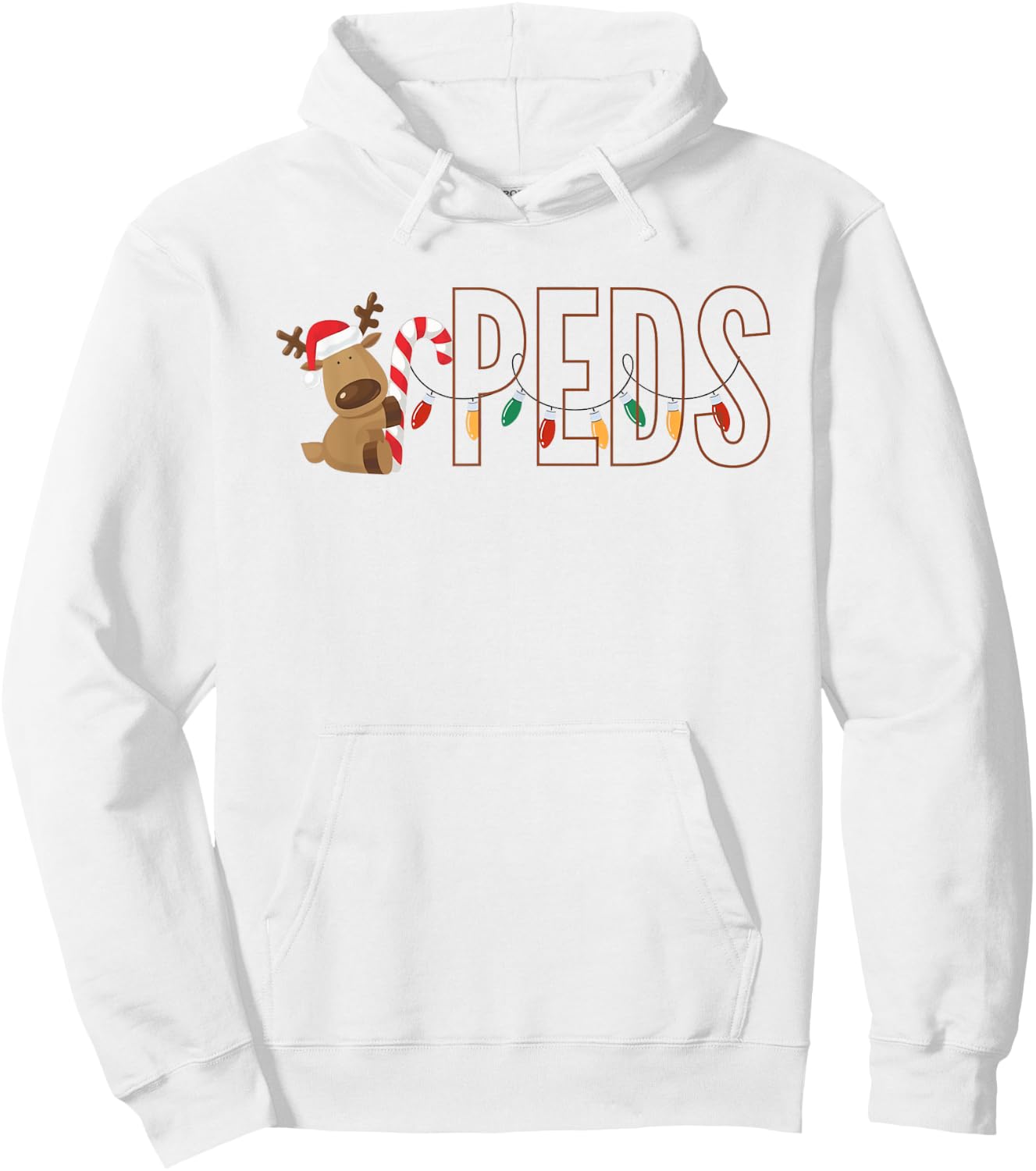 Retro Pediatrics Christmas Lights Reindeer Peds Nurse Women Hoodie - Hoodie | White