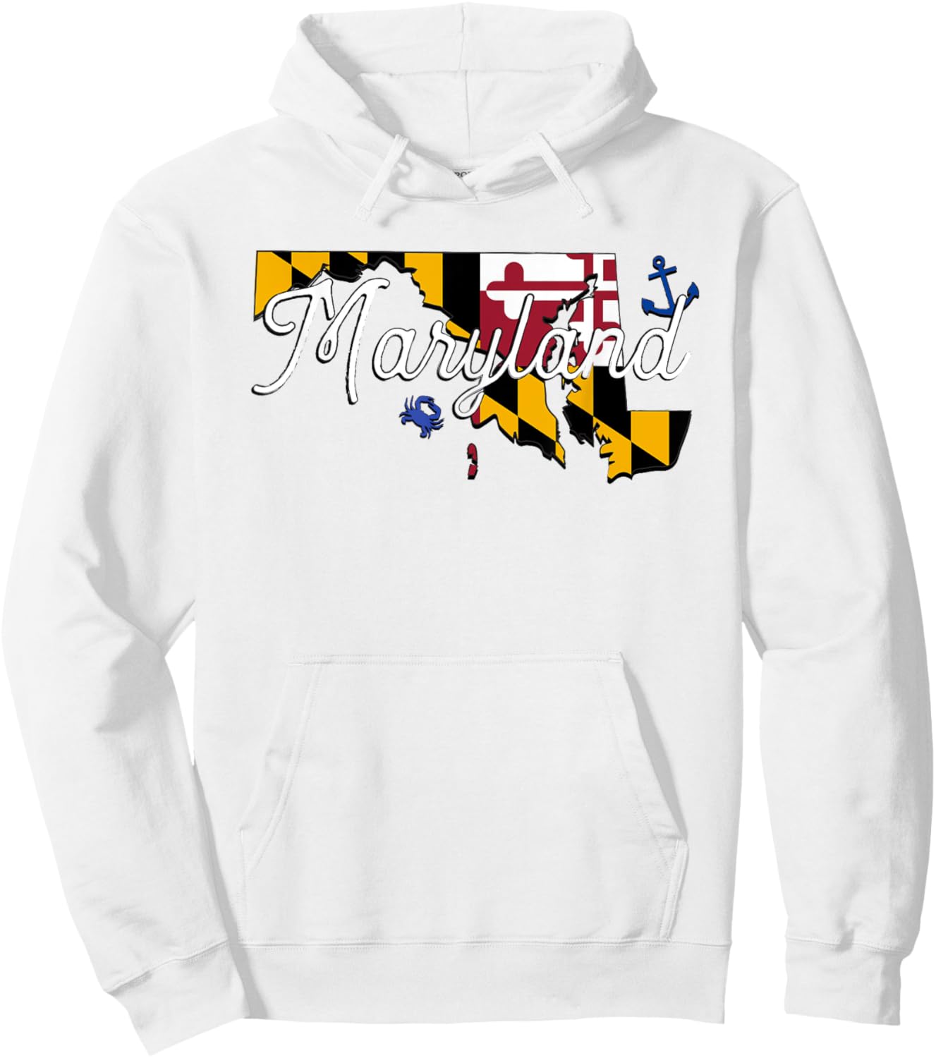 Maryland State Flag and Anchor Hoodie - Hoodie | White